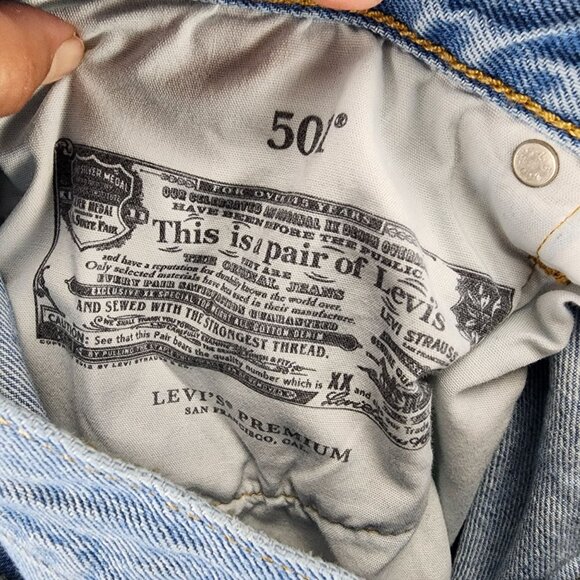 Levis Shorts Womens 34 501 Premium Big E Cotton Denim Button Fly Cutoff - Picture 16 of 16